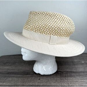 Henschel Hat Co Adult Size Medium Aussie Breezer Beige Tan USA Made Vintage